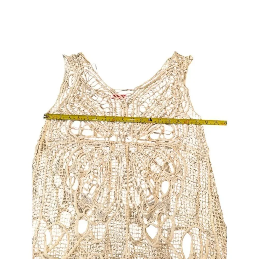 Somya Women's M Beige Butterfly Tunic Dress Cover-Up Beachwear - Picture 7 of 8